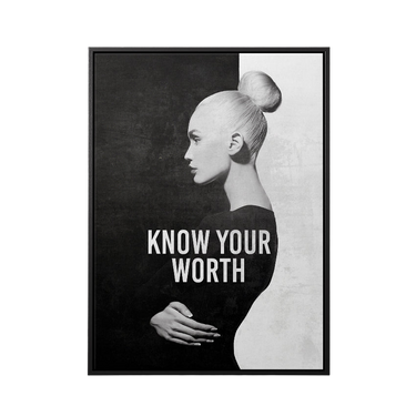 Discover Modern Large Canvas Wall Art, Inspirational Elegant Women Black & White Art, Know Your Worth, Know Your Worth Canvas by Original Greattness™ Canvas Wall Art Print