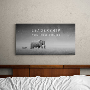 Discover Greattness Canvas Art, Elephant Landscape Motivational Canvas Wall Art, Leadership is an Action by Original Greattness™ Canvas Wall Art Print