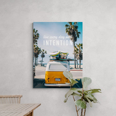 Discover Retro Motivational Canvas Art, Surfer Retro Van Motivational Wall Art, Live with Intention by Original Greattness™ Canvas Wall Art Print