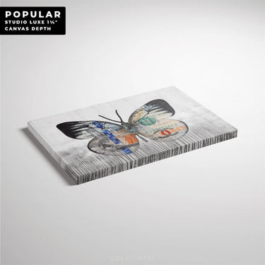 Discover Butterfly Money Wall Art, Butterfly Culture | Money Dollar Canvas Wall Art, BUTTERFLY CULTURE by Original Greattness™ Canvas Wall Art Print