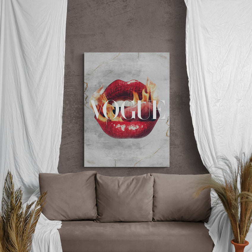 Discover Shop Lips Canvas Art, Vogue Red Lips Artwork, Inspirational Wall Art, FIRE VOGUE LIPS by Original Greattness™ Canvas Wall Art Print