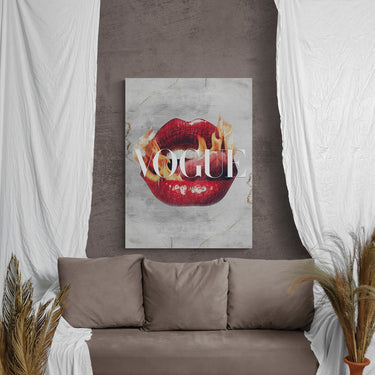 Discover Shop Lips Canvas Art, Vogue Red Lips Artwork, Inspirational Wall Art, FIRE VOGUE LIPS by Original Greattness™ Canvas Wall Art Print