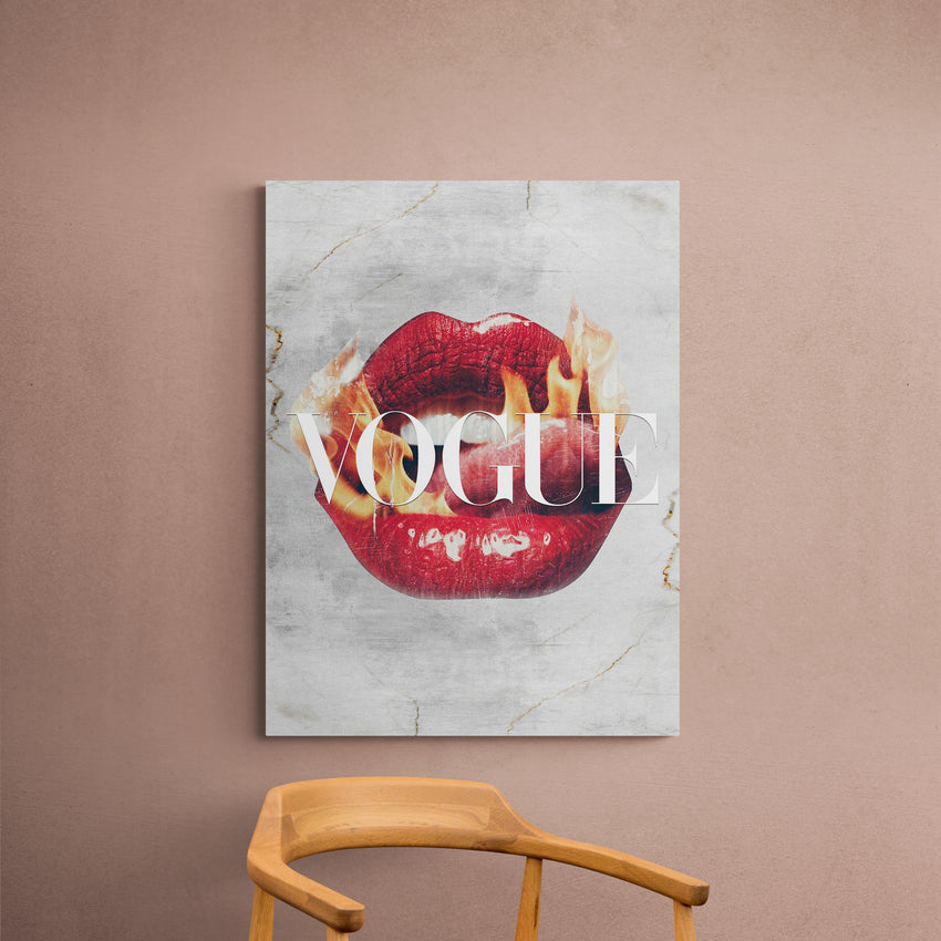 Discover Shop Lips Canvas Art, Vogue Red Lips Artwork, Inspirational Wall Art, FIRE VOGUE LIPS by Original Greattness™ Canvas Wall Art Print