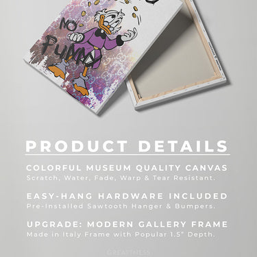 Discover Shop Dagobert Duck Wall Art, Dagobert Duck Motivational Canvas Art, Dagobert Duck No Money by Original Greattness™ Canvas Wall Art Print