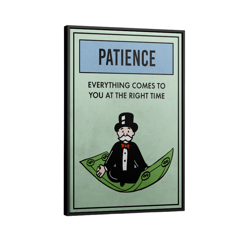 Discover Shop Monopoly Property Canvas Art, Motivational Monopoly Properties Card Artwork, MONOPOLY PROPERTY - PATIENCE by Original Greattness™ Canvas Wall Art Print