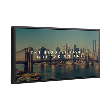 Discover Inspirational Quote Wall Art, Brooklyn Bridge NY New York City Motivational Canvas Art, The Biggest Risk by Original Greattness™ Canvas Wall Art Print