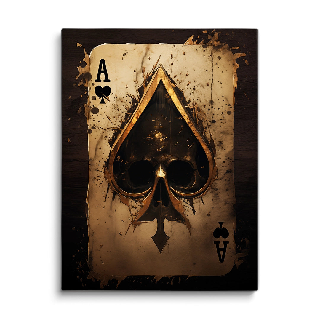 Discover Game Card Wall Art, Ace Skull Poker Card Queen King Playroom Wall Art, ACE SKULL CARD by Original Greattness™ Canvas Wall Art Print