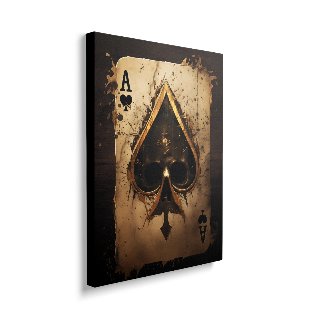 Discover Game Card Wall Art, Ace Skull Poker Card Queen King Playroom Wall Art, ACE SKULL CARD by Original Greattness™ Canvas Wall Art Print