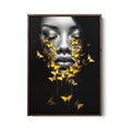 Discover Butterfly Women Face Wall Art, Abstract Butterfly Girl Women Face Black Gold Wall Art, Abstract Butterfly Girl by Original Greattness™ Canvas Wall Art Print