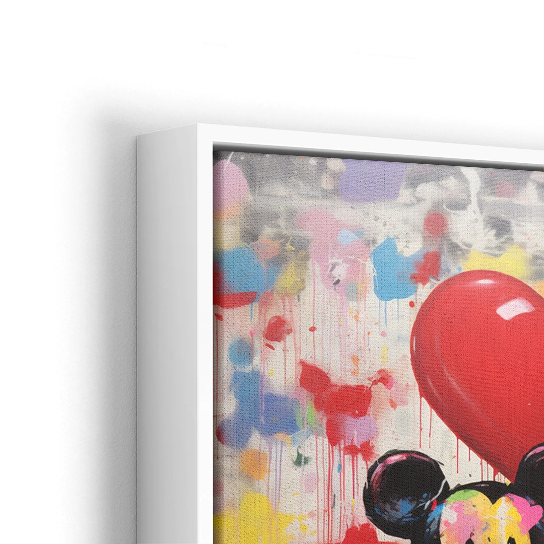 Discover Shop Mickey Mouse Wall Art, Colorful Mickey Mouse Heart Balloon Graffiti Painting Art, Mickey Mouse Love by Original Greattness™ Canvas Wall Art Print