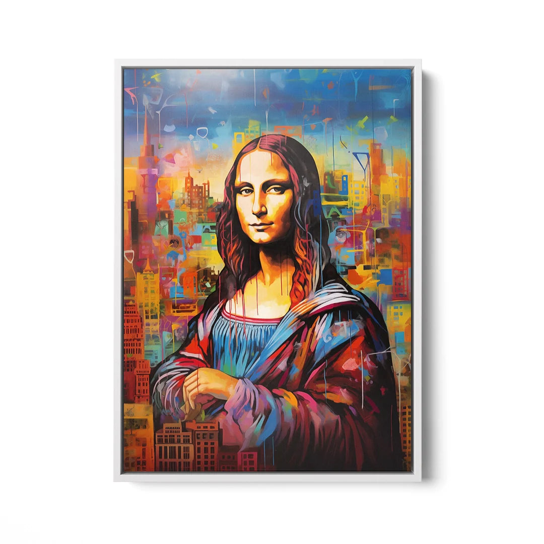 Discover Shop Mona Lisa Canvas Art, Mona Lisa daVinci City Colorful Painting Wall Art, MONA LISA CITY by Original Greattness™ Canvas Wall Art Print