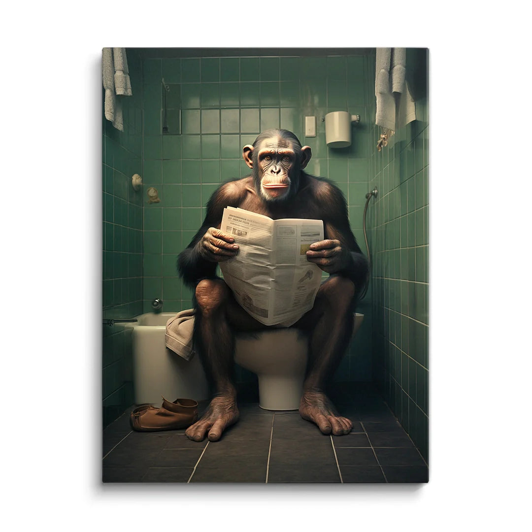 Discover Shop Bathroom Canvas Art, Mr. Monkey On Toilet Funny Rustic Bathroom Wall Art, Mr. Monkey On Toilet by Original Greattness™ Canvas Wall Art Print