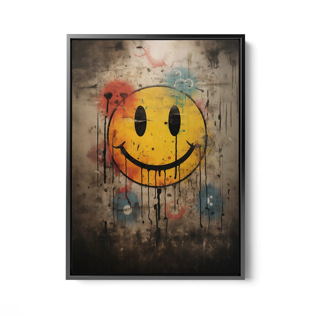 Discover Shop Smile Canvas Art, Smiley Emoji Face Painting Melting, Graffiti Canvas Art, SMILE HAPPY by Original Greattness™ Canvas Wall Art Print