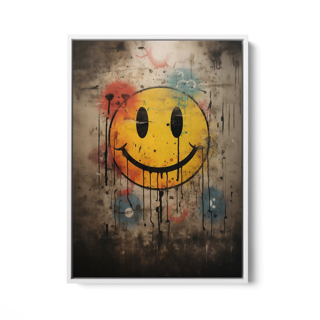 Discover Shop Smile Canvas Art, Smiley Emoji Face Painting Melting, Graffiti Canvas Art, SMILE HAPPY by Original Greattness™ Canvas Wall Art Print