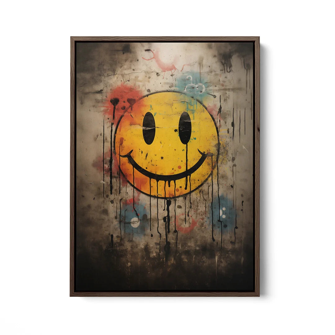 Discover Shop Smile Canvas Art, Smiley Emoji Face Painting Melting, Graffiti Canvas Art, SMILE HAPPY by Original Greattness™ Canvas Wall Art Print