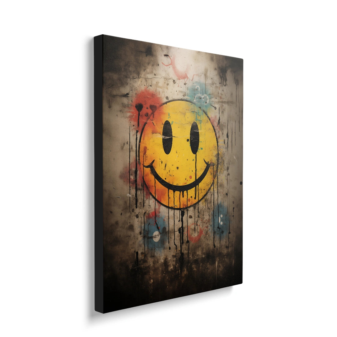 Discover Shop Smile Canvas Art, Smiley Emoji Face Painting Melting, Graffiti Canvas Art, SMILE HAPPY by Original Greattness™ Canvas Wall Art Print