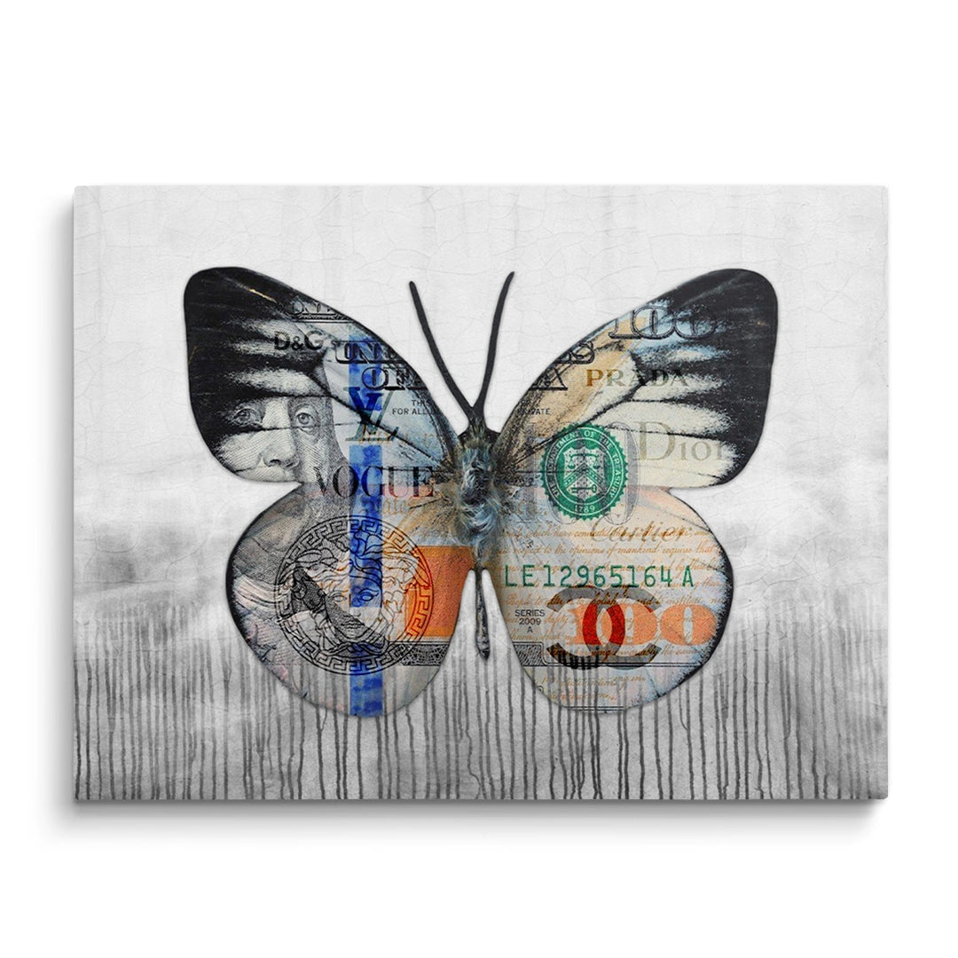 Discover Butterfly Money Wall Art, Butterfly Culture | Money Dollar Canvas Wall Art, BUTTERFLY CULTURE by Original Greattness™ Canvas Wall Art Print