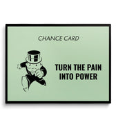 Discover Monopoly Card Canvas Art, Pain Into Power Monopoly Chance Card Canvas Art, PAIN INTO POWER by Original Greattness™ Canvas Wall Art Print