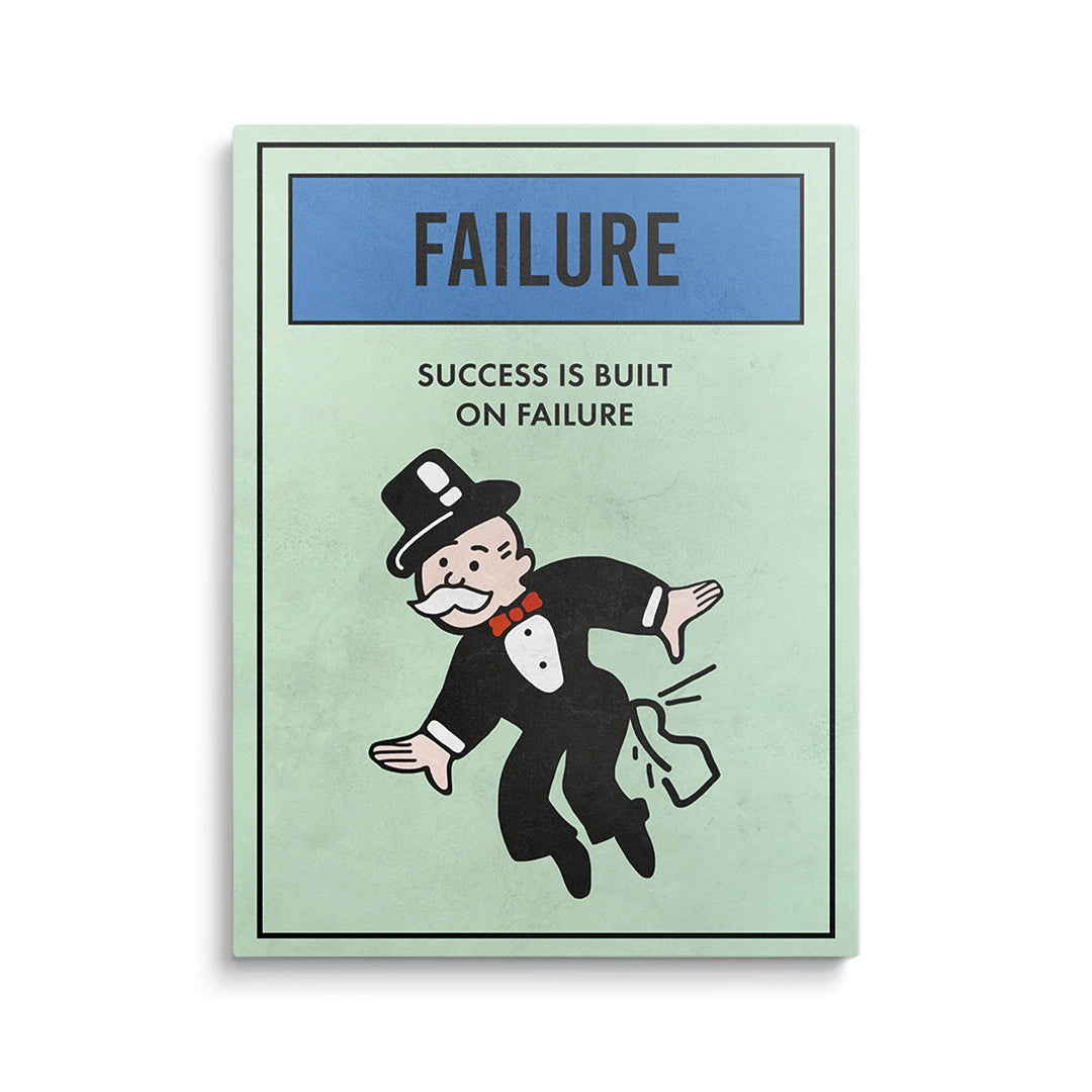 Discover Shop Monopoly Card Wall Art, Motivational Monopoly Properties Card, Failure Canvas Art, MONOPOLY PROPERTY - FAILURE by Original Greattness™ Canvas Wall Art Print