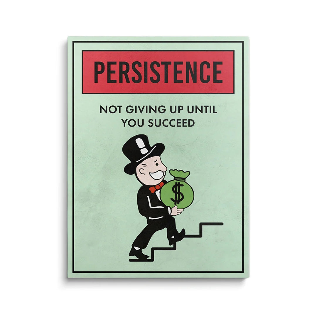 Discover Shop Monopoly Property Canvas Art, Motivational Monopoly Properties Card Quote Canvas Art, MONOPOLY PROPERTY - PERSISTENCE by Original Greattness™ Canvas Wall Art Print