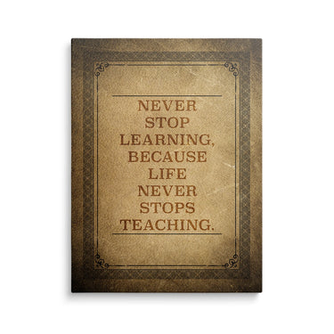 Discover Motivational Canvas Wall Art, Never Stop Learning Old Book Vintage Retro Canvas Wall Art, NEVER STOP LEARNING by Original Greattness™ Canvas Wall Art Print