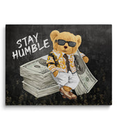 Discover Greattness Canvas Art, Stay Humble Bear Quote Money Motivational Canvas Wall Art, STAY HUMBLE CANVAS by Original Greattness™ Canvas Wall Art Print