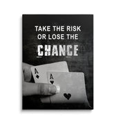 Discover Shop Game Room Canvas Art, Take the Risk, Motivational Play Room Quote Card Canvas Art, RISK OR LOSE CARD GAME by Original Greattness™ Canvas Wall Art Print