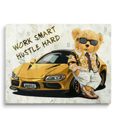 Discover Motivational Hustle Canvas Art, Work Smart Hustle Hard Bear, Money Motivational Quote Canvas Art, WORK SMART HUSTLE HARD BEAR by Original Greattness™ Canvas Wall Art Print