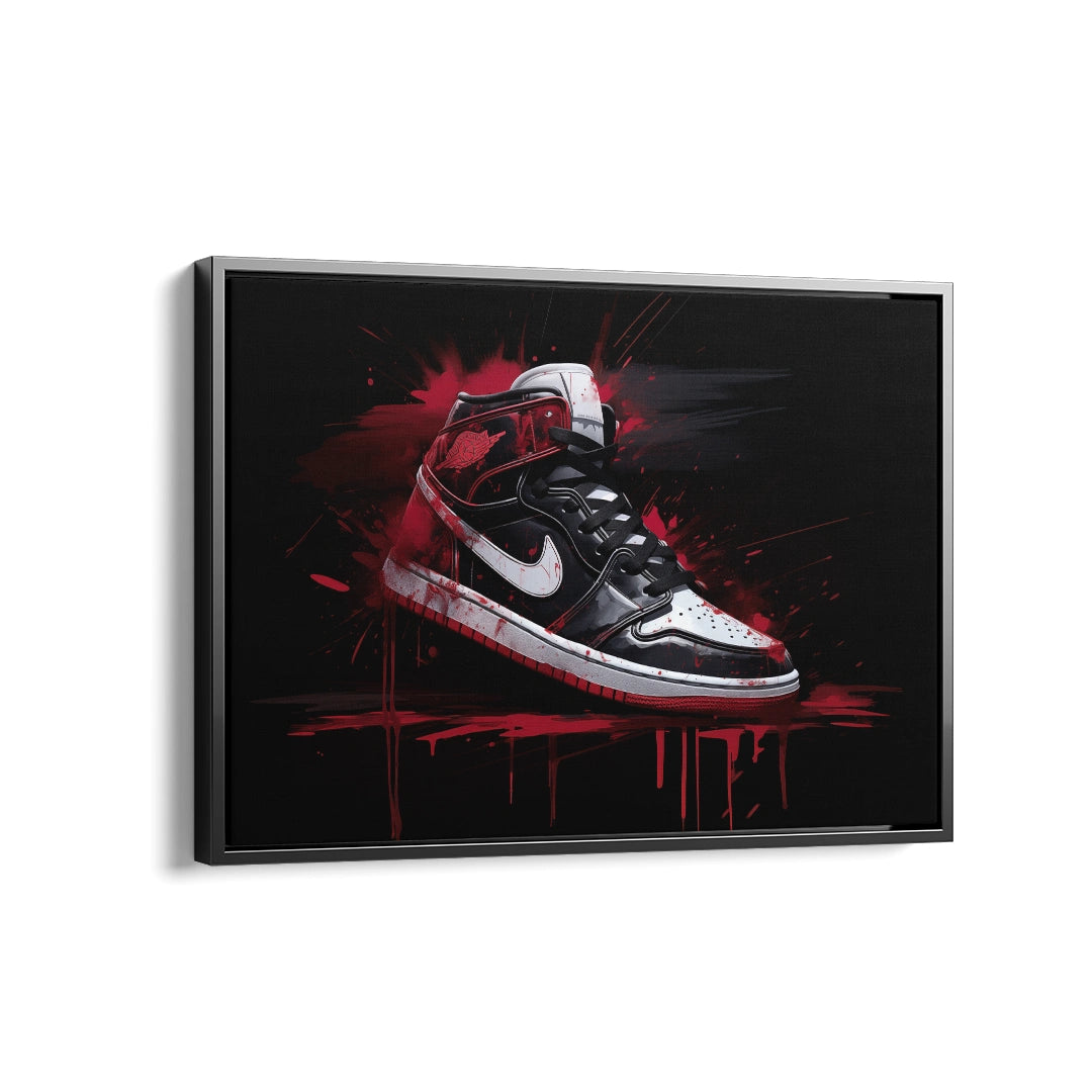 Discover Shop Nike Jordan Canvas Art, Nike Jordan Painting Black Red Canvas Art, RORY NIKE PAINTING by Original Greattness™ Canvas Wall Art Print