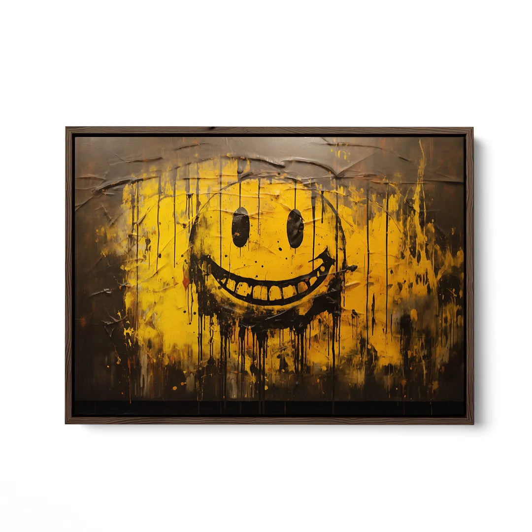 Discover Shop Smiley Canvas Art, Smile Smiley Art Painting Yellow Canvas Art, SMILEY YELLOW PAINTING by Original Greattness™ Canvas Wall Art Print