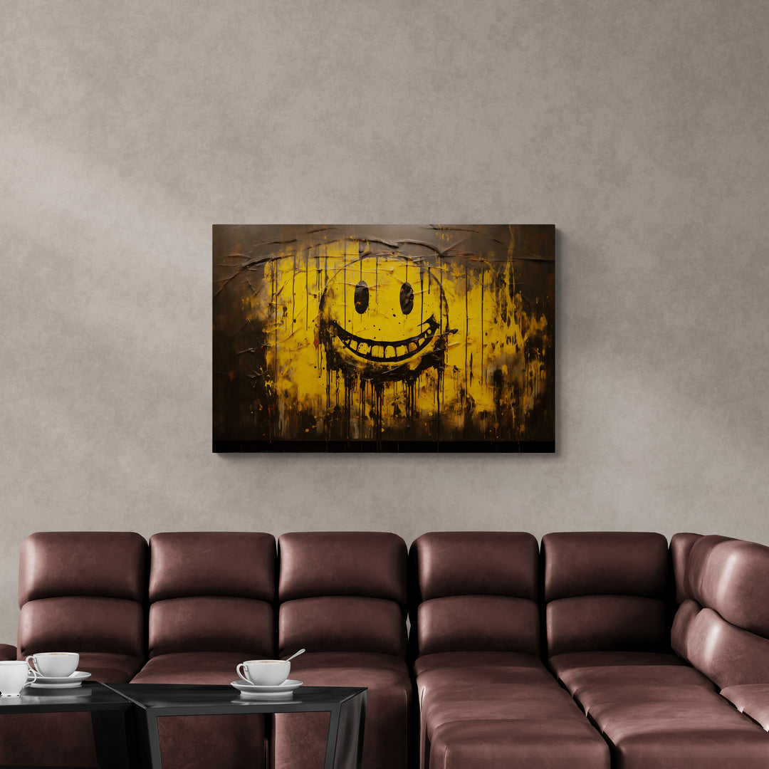 Discover Shop Smiley Canvas Art, Smile Smiley Art Painting Yellow Canvas Art, SMILEY YELLOW PAINTING by Original Greattness™ Canvas Wall Art Print