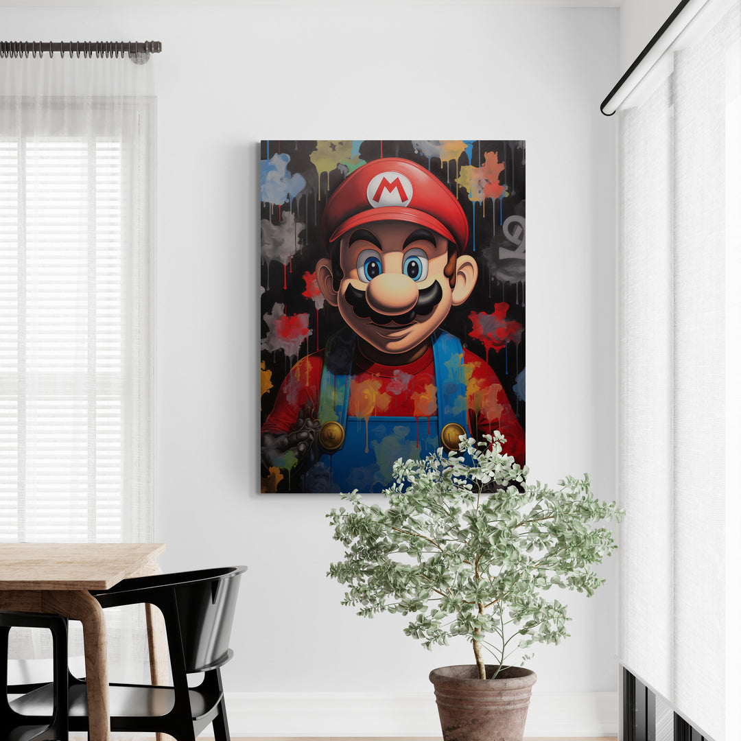 Discover Shop Super Mario Canvas Art, The Super Mario Cartoon Painting Canvas Art, THE SUPER MARIO by Original Greattness™ Canvas Wall Art Print