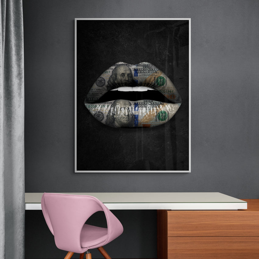 Modern Luxury Home Wall Art Decoration Painting Dollars Cash Lips
