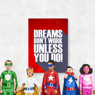 Discover Motivational Office Wall Art, Dreams Don't Work Unless You Do - Motivational Prints, RED DREAMS DON'T WORK UNLESS YOU DO by Original Greattness™ Canvas Wall Art Print