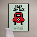 Discover Shop Monopoly Card Wall Art, Never Look Back, Broadway Monopoly Canvas Art , NEVER LOOK BACK by Original Greattness™ Canvas Wall Art Print