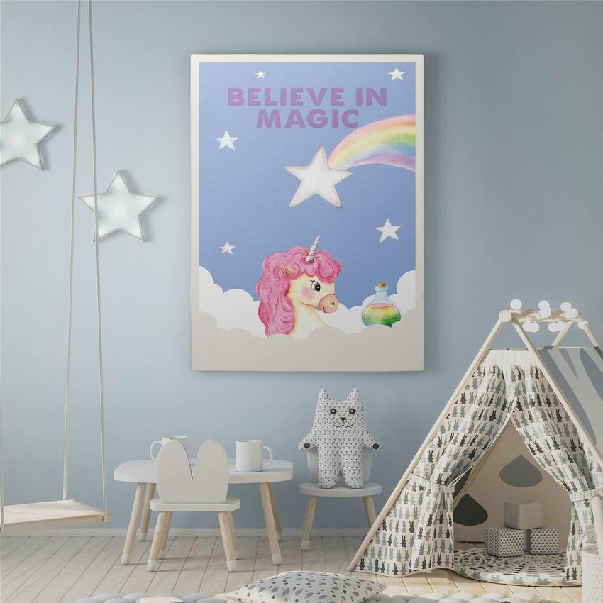 Discover Kids Canvas Wall Art, Believe in Magic Kids Canvas Art | Motivational Kids Wall Art , BELIEVE IN MAGIC by Original Greattness™ Canvas Wall Art Print