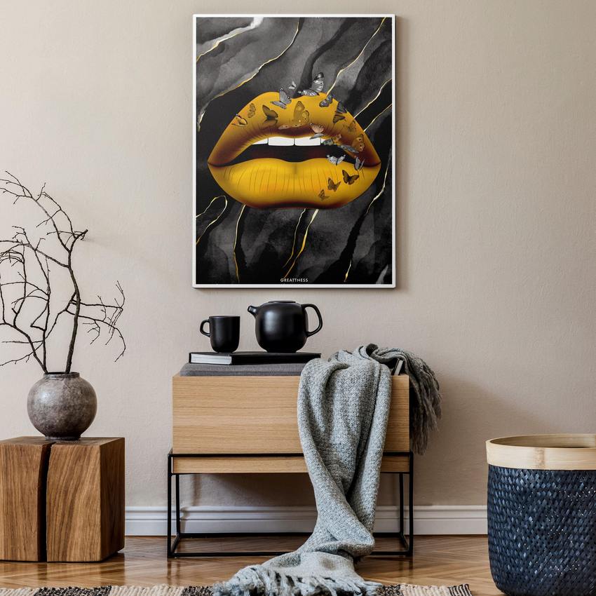 BUTTERFLY LIPS - Motivational, Inspirational & Modern Canvas Wall Art - Greattness
