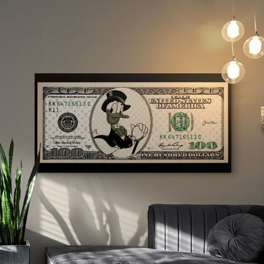 Discover Shop Money Wall Art, Designer Dollar Donald Duck Canvas Artwork, DESIGNER DOLLAR by Original Greattness™ Canvas Wall Art Print