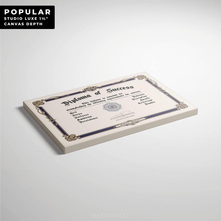DIPLOMA OF SUCCESS - Motivational, Inspirational & Modern Canvas Wall Art - Greattness