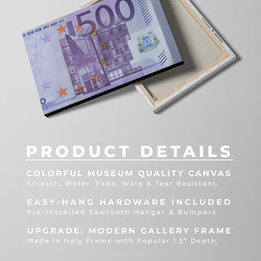 Discover Shop Money Canvas Art, Euro Bundle | Money 500 Bill Canvas Wall Art, EURO BUNDLE by Original Greattness™ Canvas Wall Art Print