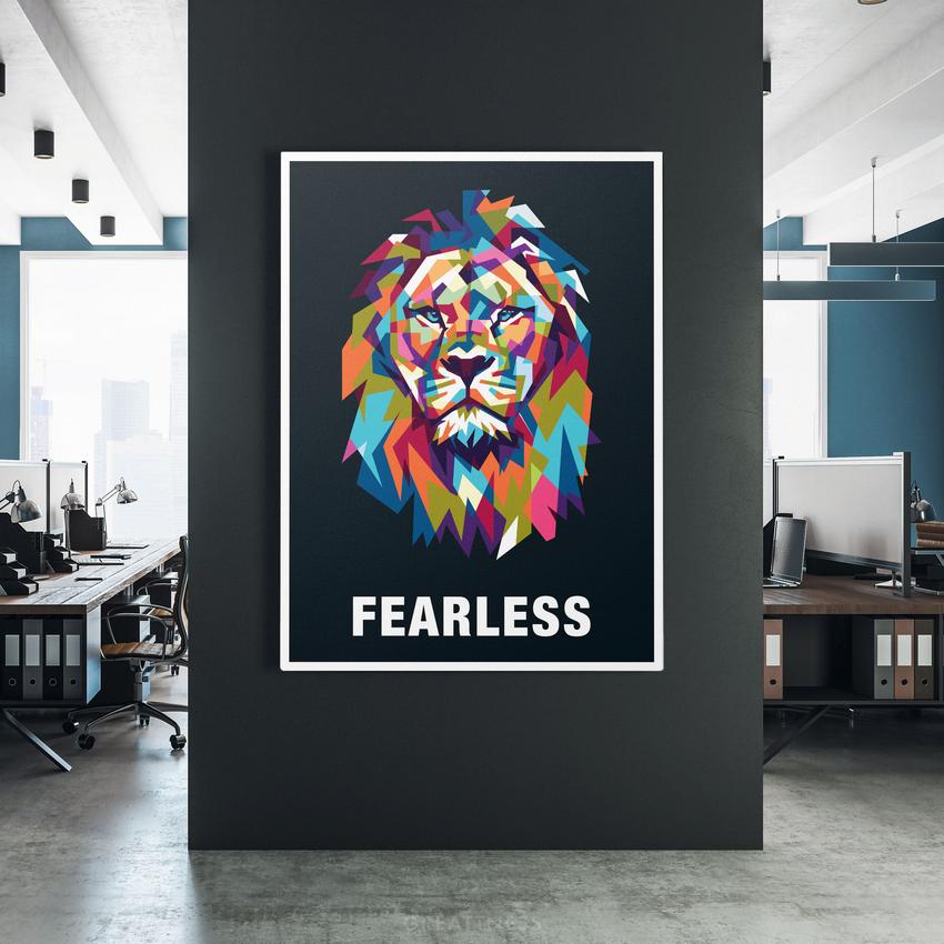 FEARLESS LION - Motivational, Inspirational & Modern Canvas Wall Art - Greattness