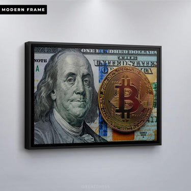 Discover Shop Bitcoin Canvas Art, Franks x Bitcoin - Money Canvas Wall Art, FRANKS X BITCOIN by Original Greattness™ Canvas Wall Art Print