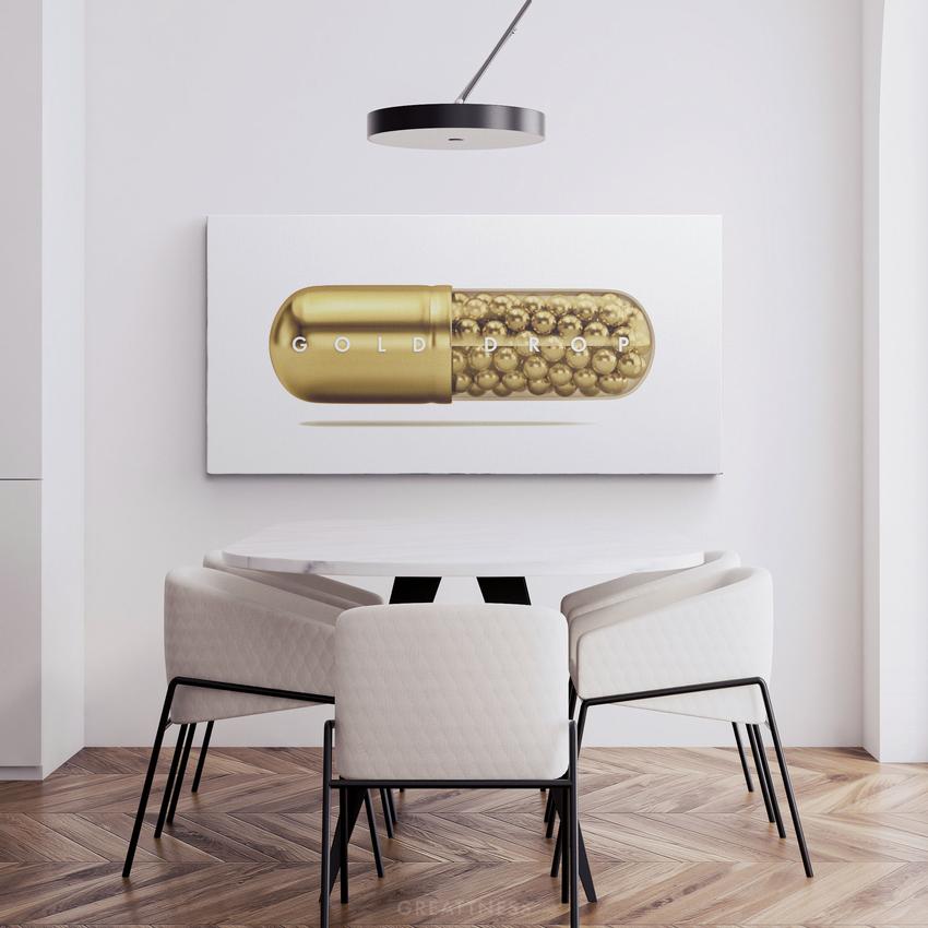 GOLD DROP - Motivational, Inspirational & Modern Canvas Wall Art - Greattness