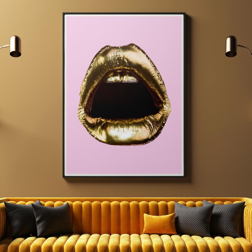 GOLD LIPS (POP EDITION) - Motivational, Inspirational & Modern Canvas Wall Art - Greattness