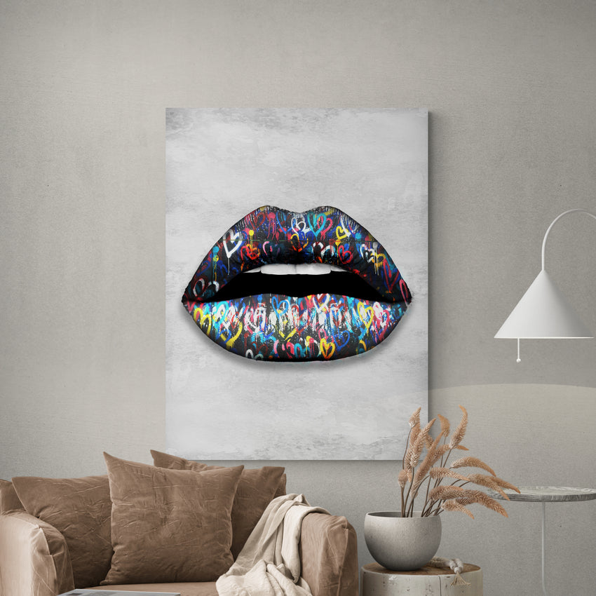 Louis Vuitton Graffiti Lips II Can - Canvas Wall Art