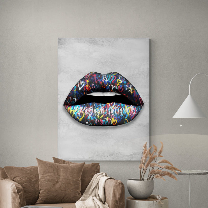 Discover Lips Canvas Wall Art, Push Lips Bundle Set of 3 Canvas Art Pieces, PUSH LIPS BUNDLE by Original Greattness™ Canvas Wall Art Print