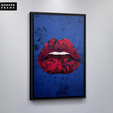 Discover Lips Canvas Wall Art, Grunge Lips Canvas Art, Modern Pop Art Lips Sign Print, GRUNGE LIPS by Original Greattness™ Canvas Wall Art Print