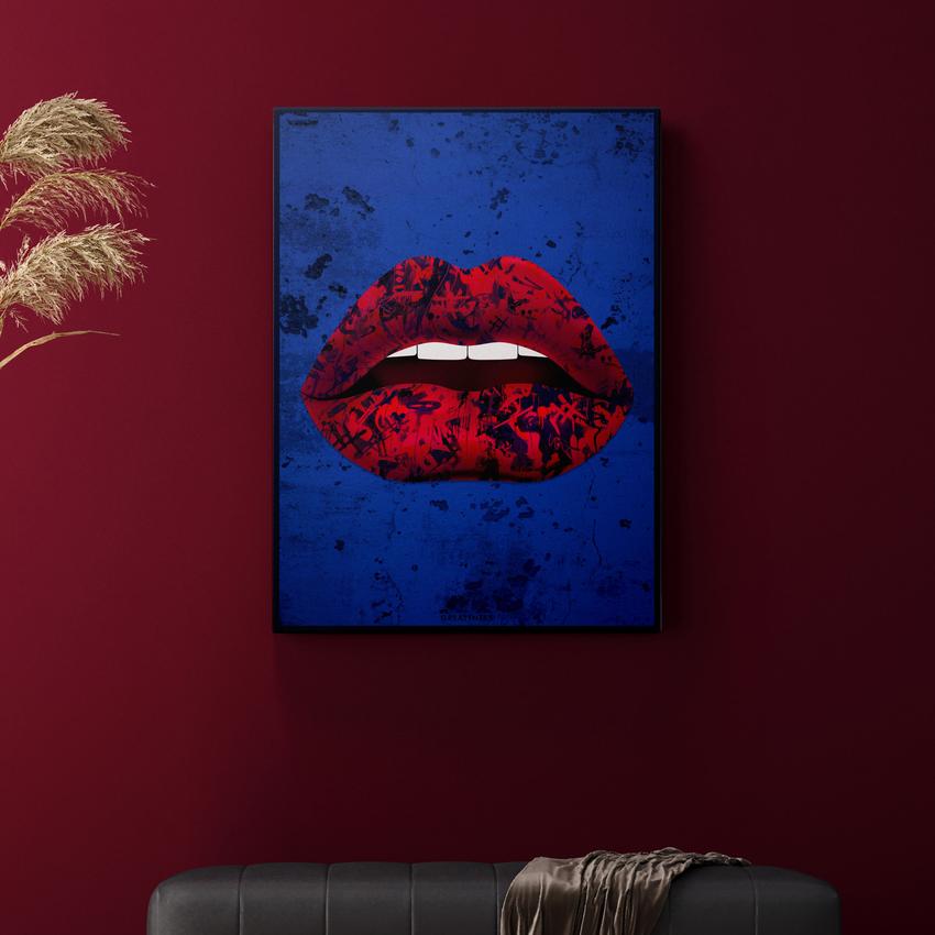 GRUNGE LIPS - Motivational, Inspirational & Modern Canvas Wall Art - Greattness