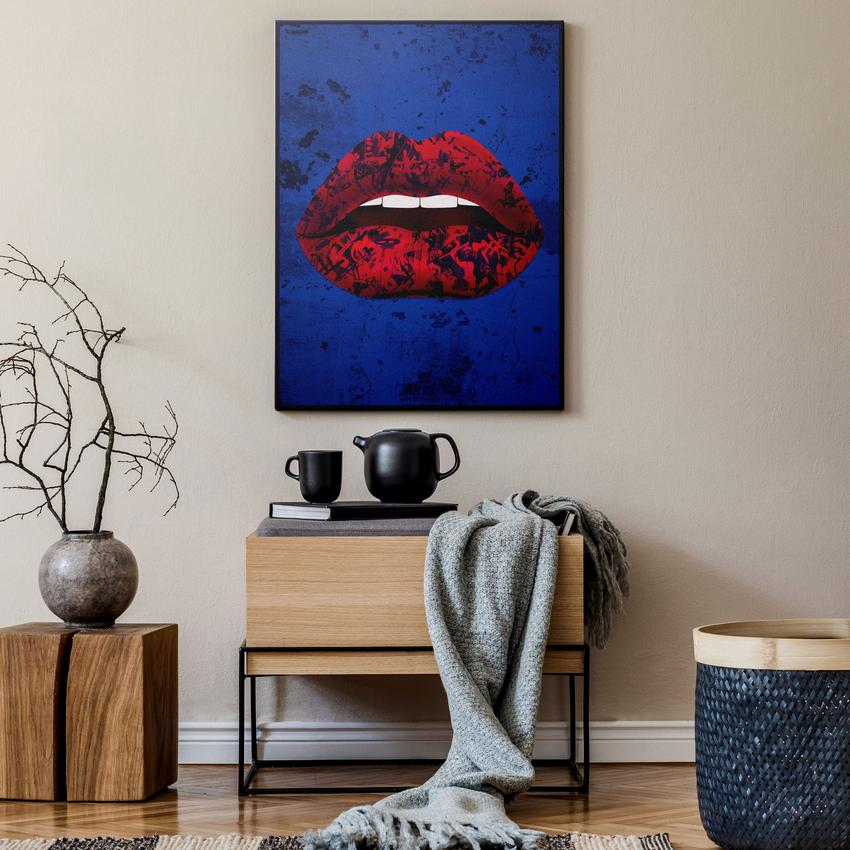 GRUNGE LIPS - Motivational, Inspirational & Modern Canvas Wall Art - Greattness