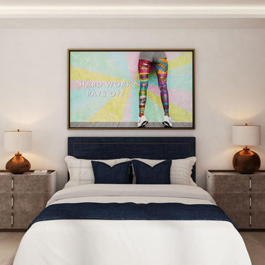 Discover Inspirational Canvas Art, Hard Work Pays Off Quote Sign Women Sexy Legs Cartoon Pop Art, HARD WORK PAYS OFF by Original Greattness™ Canvas Wall Art Print